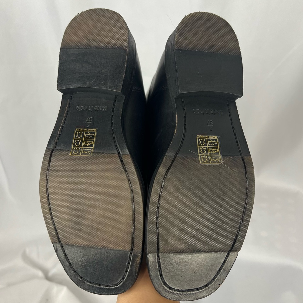 Free People Faded Black Everly Equestrian Boots Leather Zipper Back - Picture 12 of 16